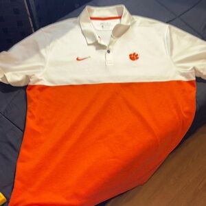 Nike White and Orange Clemson tiger Polo Shirt size XL
